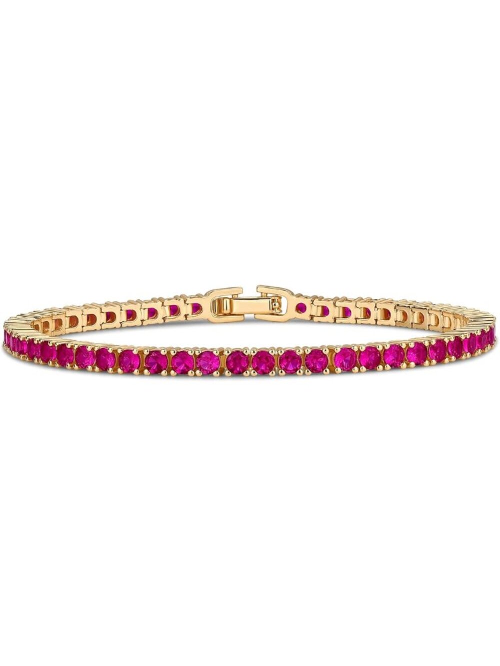 Colorful Cubic Zirconia Tennis Bracelet for Women, 14K Gold Plated Jewelry